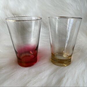 Shot Glass Ombré Vintage Clear Cranberry Red 2 Pcs
